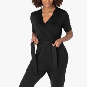 Kindred Bravely Nursing/Pumping Elegant Black Wrap Jumpsuit